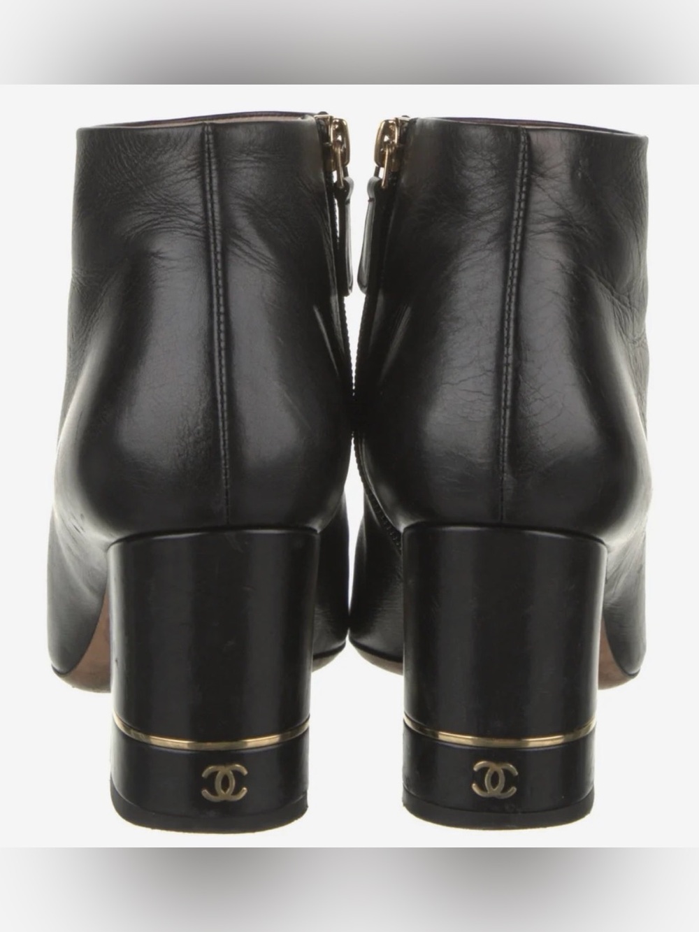 Chanel CC Leather Ankle Boots 8.5